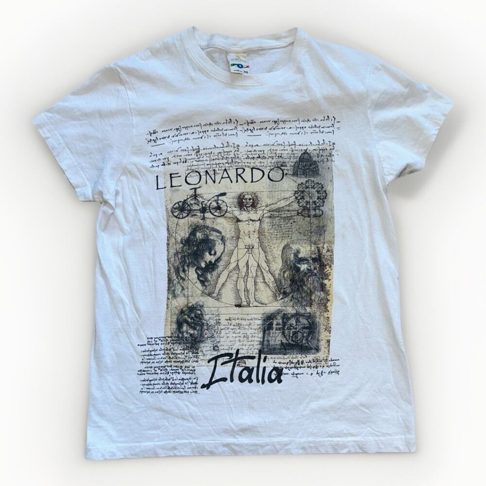 Vintage 80’s Leonardo Da Vinci Art Design 100% Cotton T-Shirt Unisex Small
